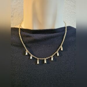 Gold Baguette Necklace 16"-18" NWT